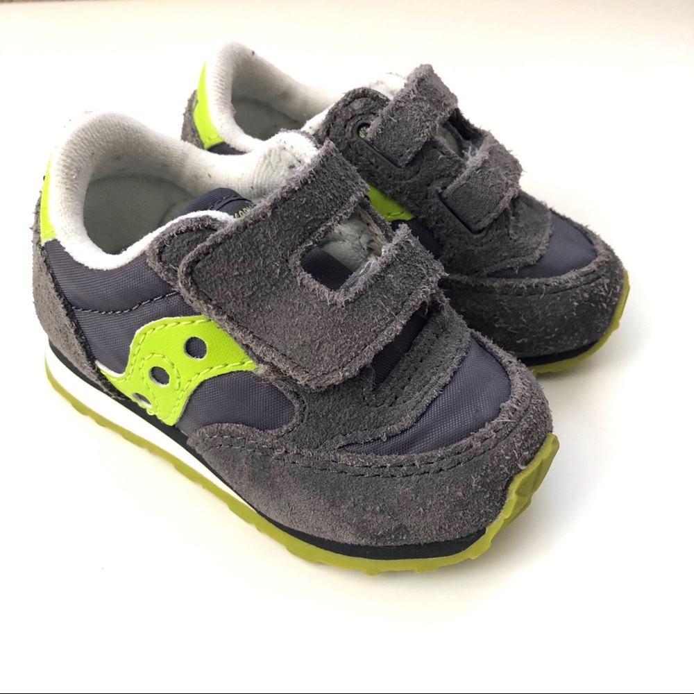 Saucony leather Baby shoes green and grey size 4